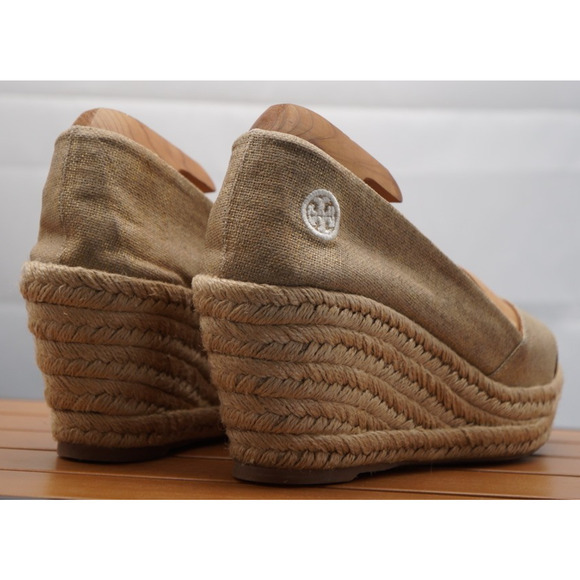 Tory Burch Filipa Espadrille Wedge Gold/Tan Size 11B - Picture 7 of 16